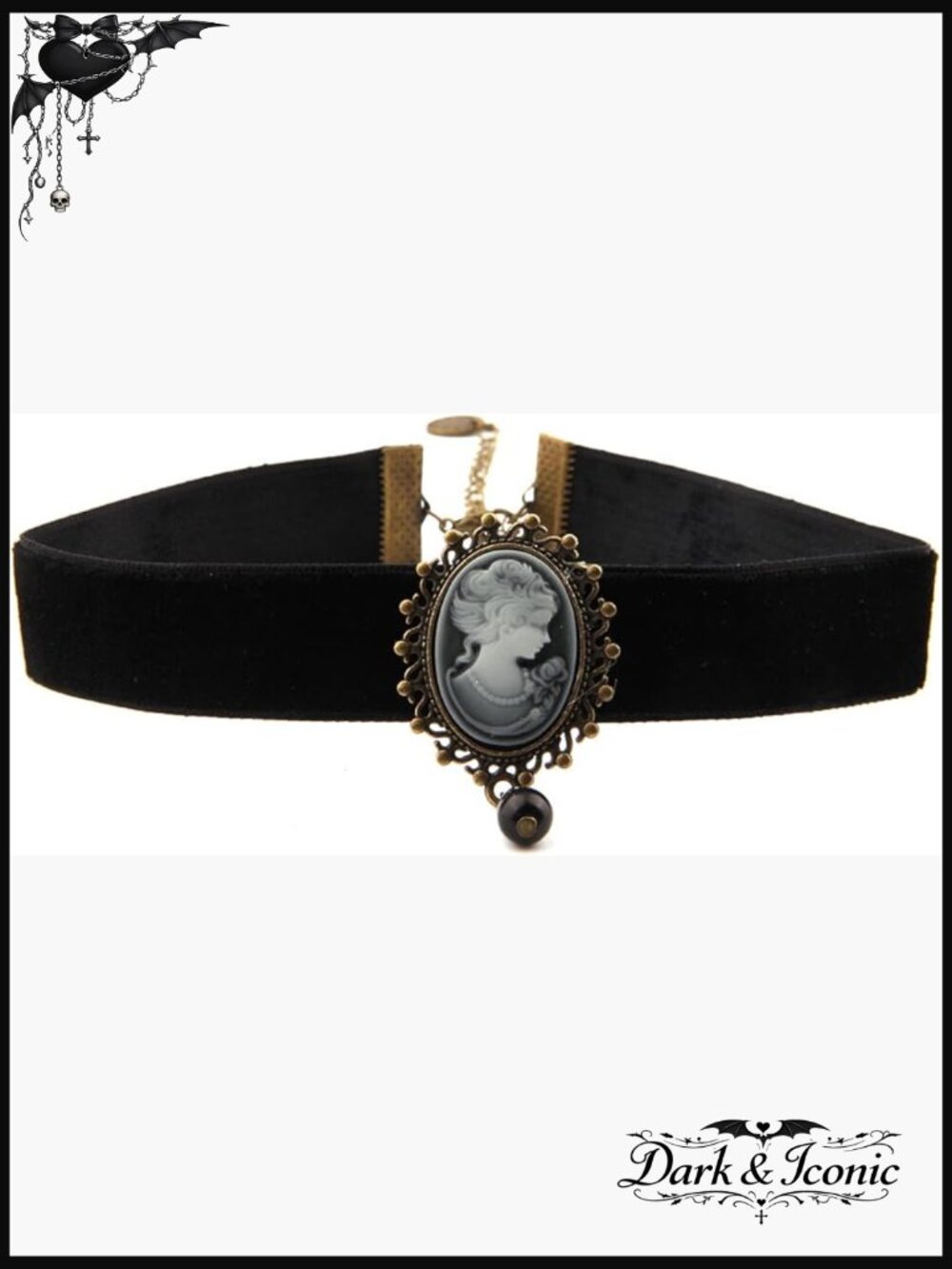 Vintage Gothic Cameo Lace Choker Necklace Adjustable Lobster Clasp